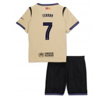 Barcelona Ferran Torres #7 Koszulka Wyjazdowa dzieci 2025-26 Krótki Rękaw (+ krótkie spodenki)